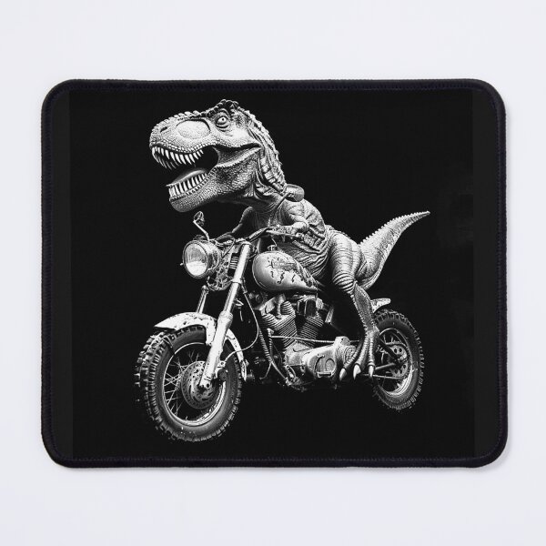 Item preview, T Rex Riding Motorcycle Black and White Funny Dinosaur Biker Art Design designed and sold by inkoutninja.