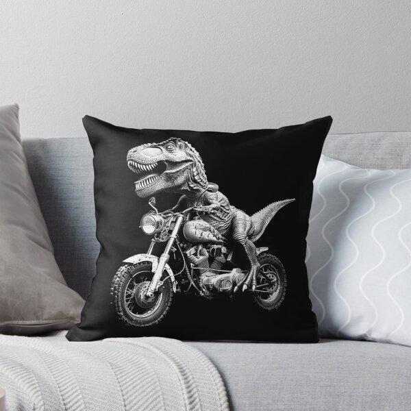 Item preview, T Rex Riding Motorcycle Black and White Funny Dinosaur Biker Art Design designed and sold by inkoutninja.