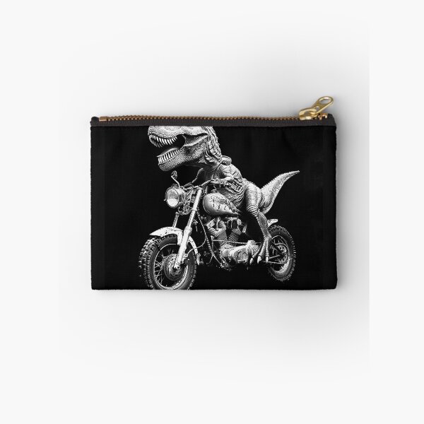 Item preview, T Rex Riding Motorcycle Black and White Funny Dinosaur Biker Art Design designed and sold by inkoutninja.