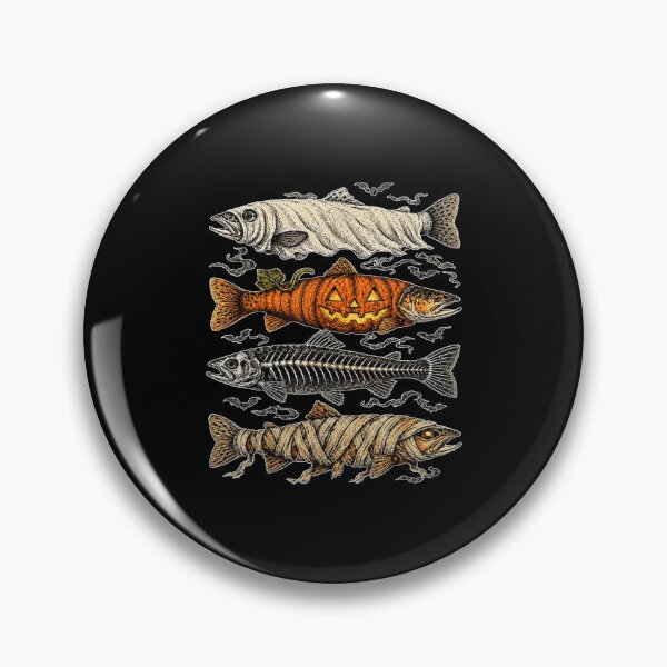 Item preview, Halloween Trout Fish Ghost Pumpkin Skeleton Mummy designed and sold by CrinoSwice.