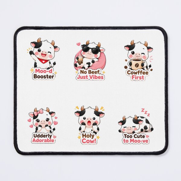 Item preview, Cute Kawaii Cow, Funny Cow Set designed and sold by graphic-genie.