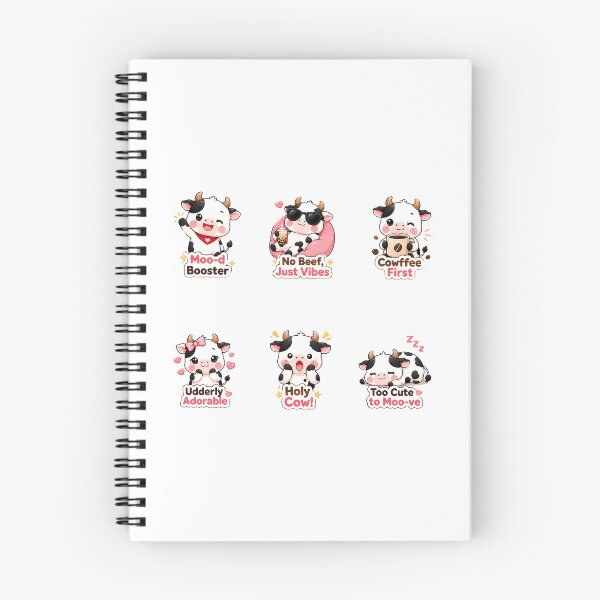 Item preview, Cute Kawaii Cow, Funny Cow Set designed and sold by graphic-genie.