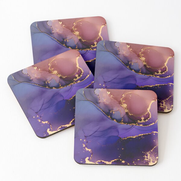 Item preview, Burgundy and Royal Blue Alcohol Ink Gold Veins Abstract Wall Art designed and sold by LuxocaDesigns24.