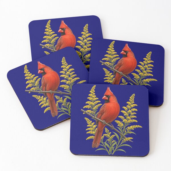 Item preview, Scarlet-Red Cardinal and Sunny Sprays of Goldenrod designed and sold by taiche.