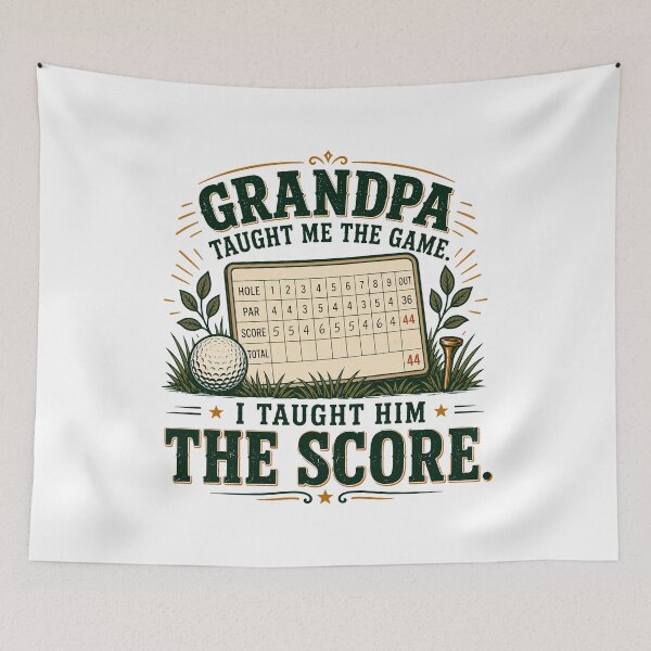 Aperçu de l'œuvre Grand-père m'a appris le jeu, je lui ai appris le score au golf. créée et vendue par Colorful Designs.