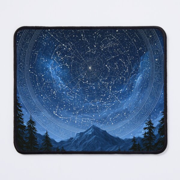 Item preview, Night Sky Constellation Map Over Pine Forest Vector designed and sold by TrendyGalaxy.
