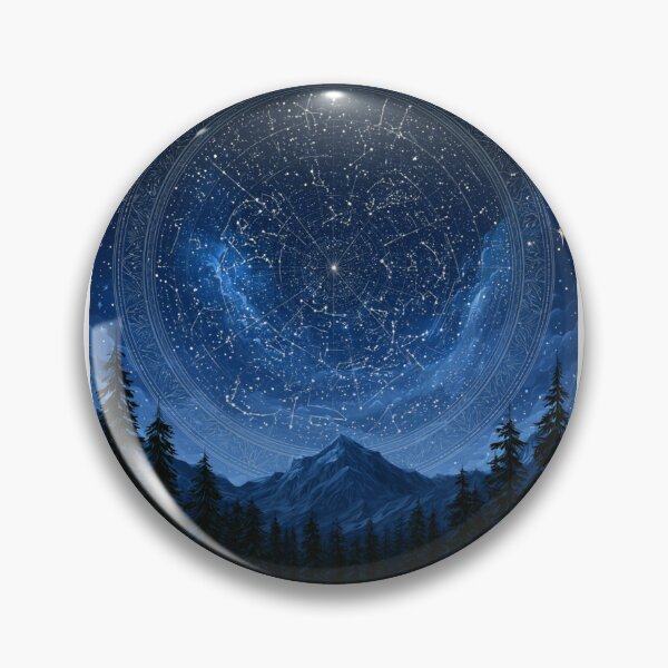 Item preview, Night Sky Constellation Map Over Pine Forest Vector designed and sold by TrendyGalaxy.