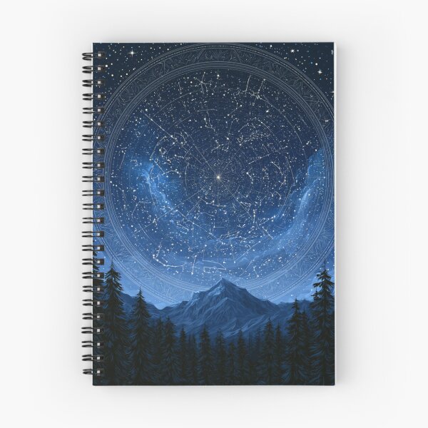 Item preview, Night Sky Constellation Map Over Pine Forest Vector designed and sold by TrendyGalaxy.