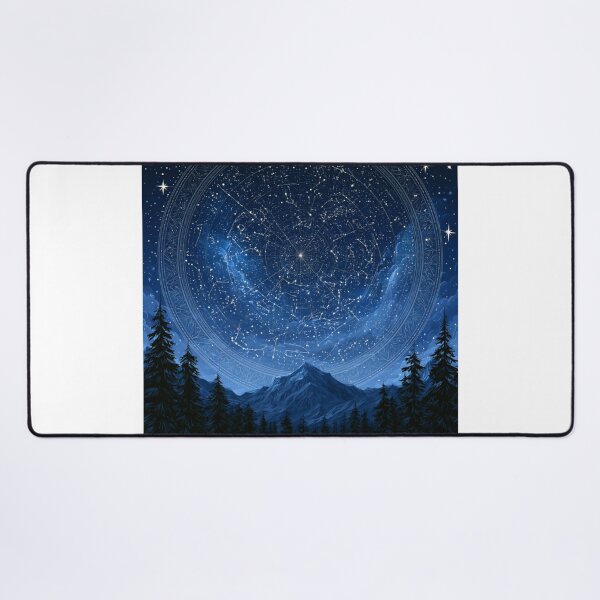 Item preview, Night Sky Constellation Map Over Pine Forest Vector designed and sold by TrendyGalaxy.