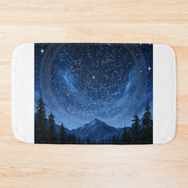 Item preview, Night Sky Constellation Map Over Pine Forest Vector designed and sold by TrendyGalaxy.