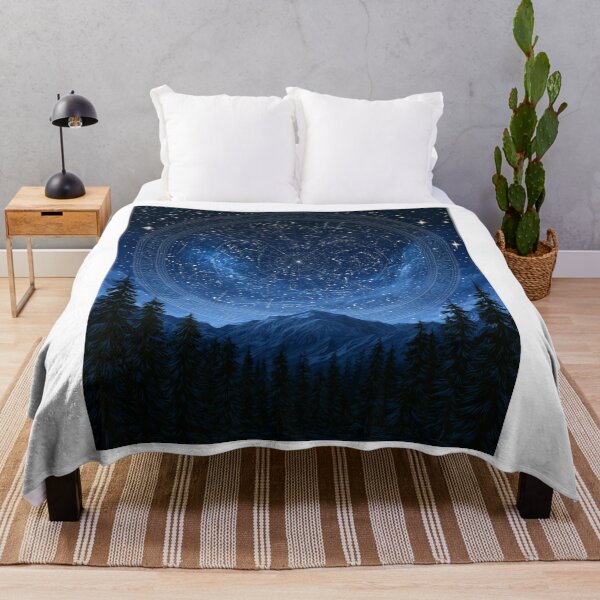 Item preview, Night Sky Constellation Map Over Pine Forest Vector designed and sold by TrendyGalaxy.