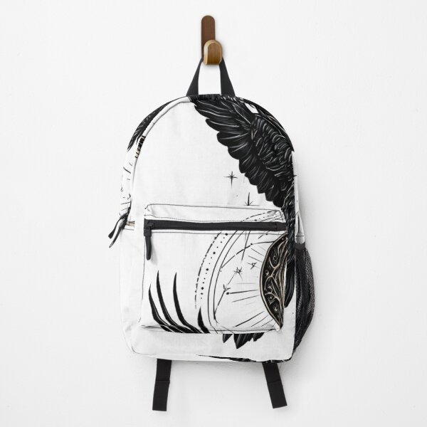 Item preview, Minimalist Flying Raven with Crescent Moon Geometric Art designed and sold by TrendyGalaxy.