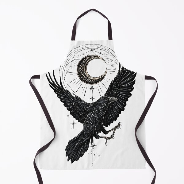 Item preview, Minimalist Flying Raven with Crescent Moon Geometric Art designed and sold by TrendyGalaxy.