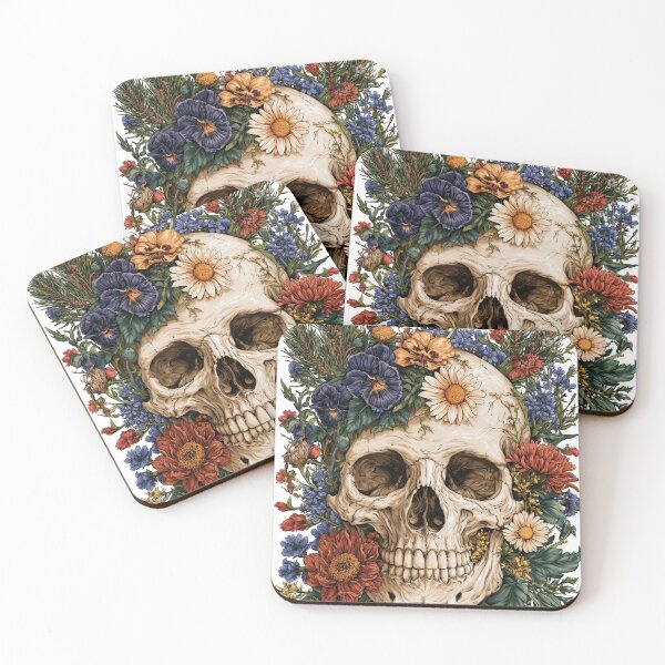 Item preview, Floral Skull Artwork with Blooming Flowers Vector designed and sold by TrendyGalaxy.