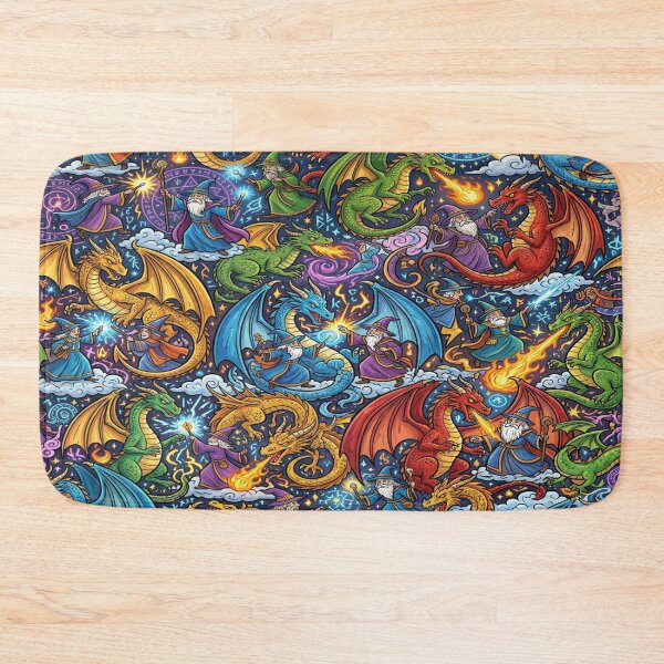 Item preview, Cartoon wizards fighting magical dragons. designed and sold by Solomon-Ent-144.