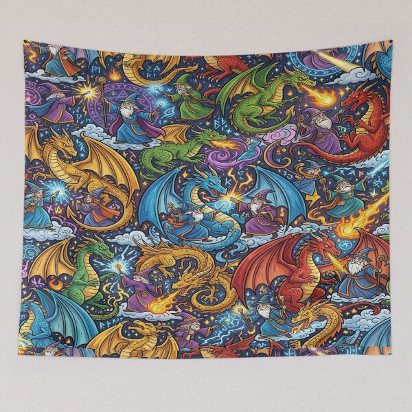 Item preview, Cartoon wizards fighting magical dragons. designed and sold by Solomon-Ent-144.