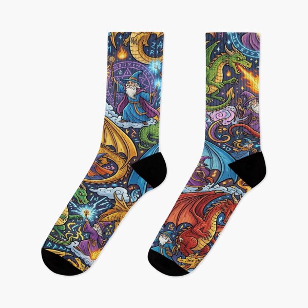 Item preview, Cartoon wizards fighting magical dragons. designed and sold by Solomon-Ent-144.