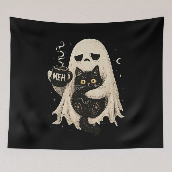 Item preview, Halloween Ghost Holding Black Cat designed and sold by suhairee-studio.