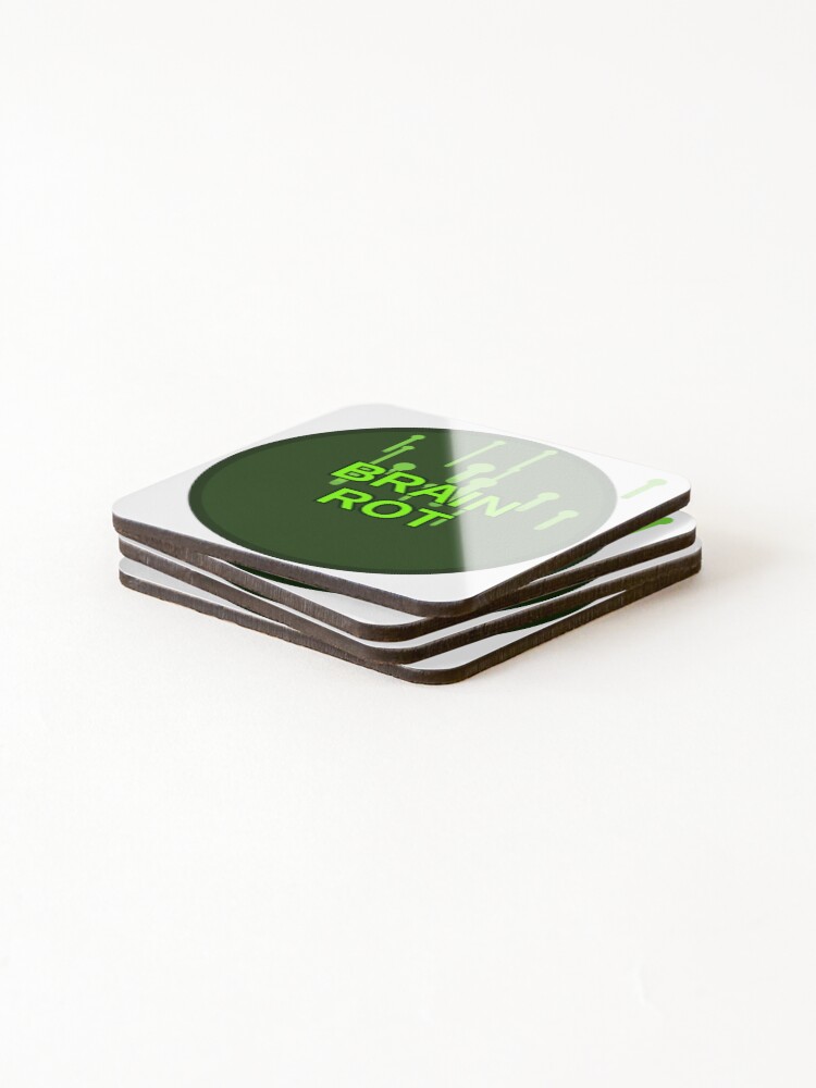 Thumbnail 4 of 5, Coasters (Set of 4), Brain Rot Sticker designed and sold by RedRubyBubble.