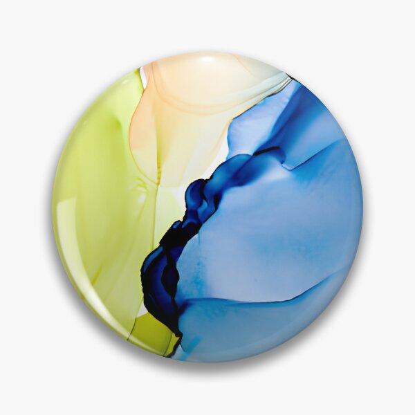 Item preview, Vibrant Blue and Yellow Alcohol Ink Ocean Abstract Wall Art designed and sold by LuxocaDesigns24.