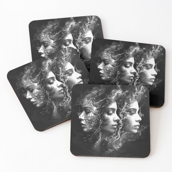 Item preview, Surreal Triple Woman Portrait Black and White Gothic Fantasy Art Design designed and sold by inkoutninja.
