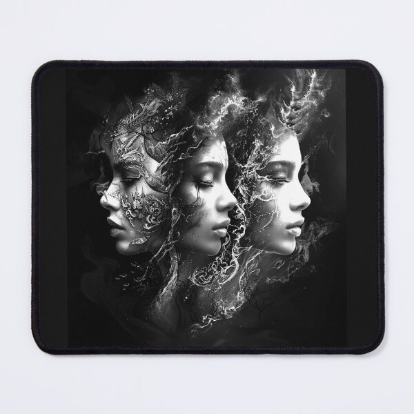 Item preview, Surreal Triple Woman Portrait Black and White Gothic Fantasy Art Design designed and sold by inkoutninja.