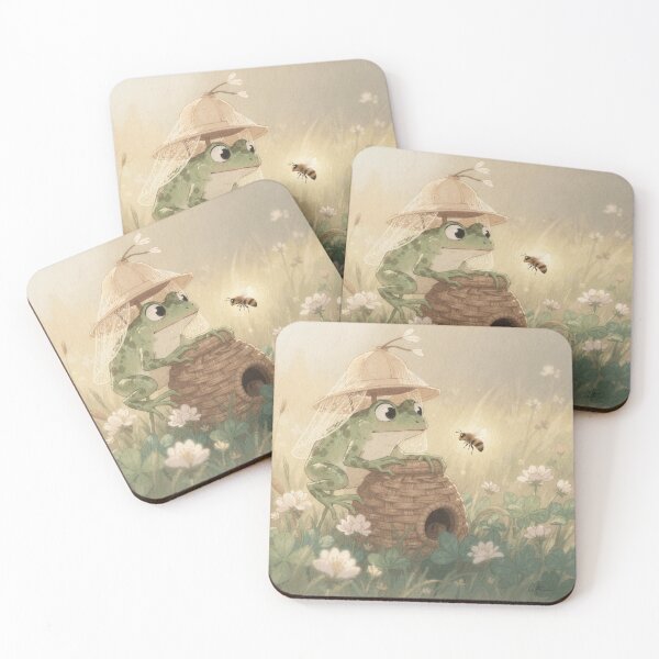 Item preview, Frog Beekeeper Tending a Clover Hive Storybook Art designed and sold by PictorialWhimsy.