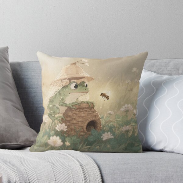 Item preview, Frog Beekeeper Tending a Clover Hive Storybook Art designed and sold by PictorialWhimsy.