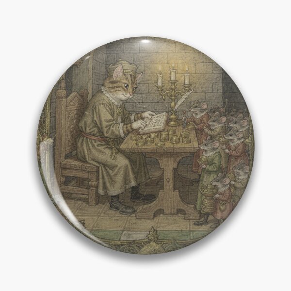 Item preview, Medieval Cat Tax Collector Counting Coins Manuscript Art designed and sold by PictorialWhimsy.
