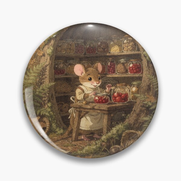 Item preview, Field-Mouse Folk Canning Berries in a Stump Storybook Art designed and sold by PictorialWhimsy.