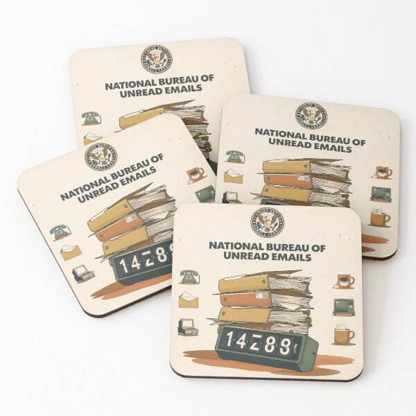 Item preview, National Bureau of Unread Emails Retro Poster designed and sold by PictorialWhimsy.
