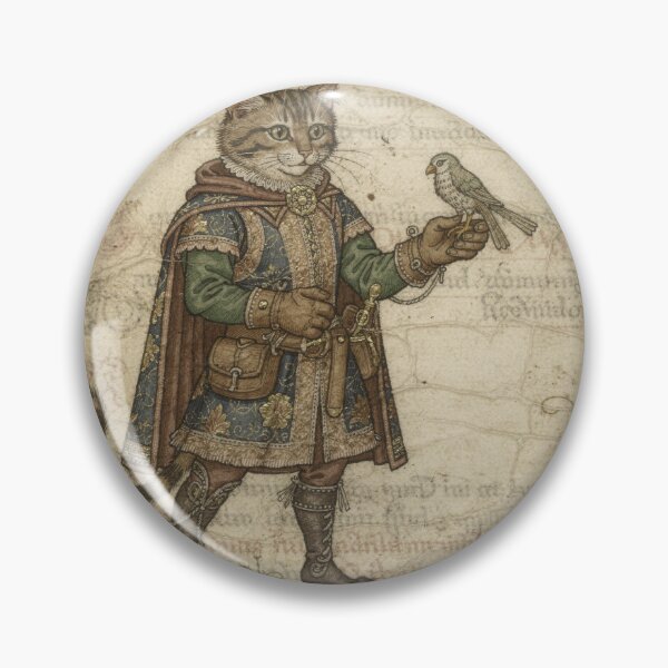 Item preview, Medieval Cat Falconer With a Tiny Sparrow Manuscript Art designed and sold by PictorialWhimsy.