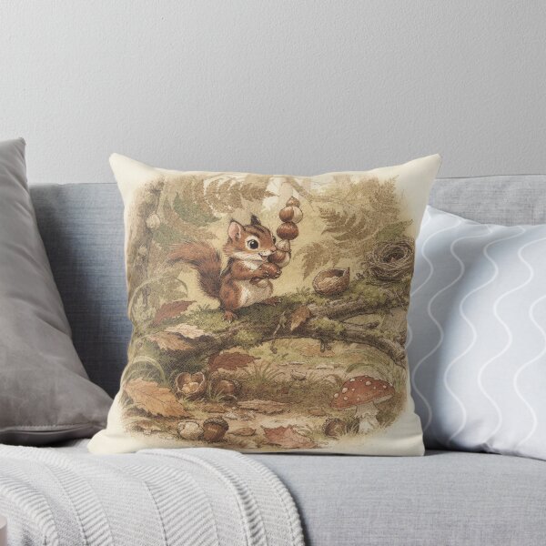 Item preview, Chipmunk Folk Balancing a Stack of Hazelnuts Storybook Art designed and sold by PictorialWhimsy.