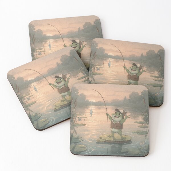 Item preview, Frog Fisherman With One Lucky Minnow Storybook Art designed and sold by PictorialWhimsy.