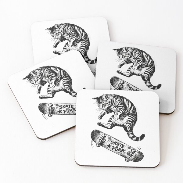 Item preview, Skate and Purr Vintage Skateboarding Cat Halftone Illustration designed and sold by seven things shop.