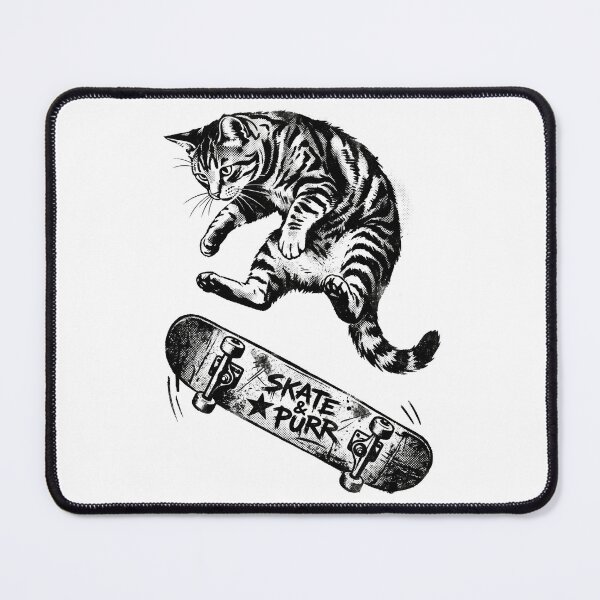 Item preview, Skate and Purr Vintage Skateboarding Cat Halftone Illustration designed and sold by seven things shop.