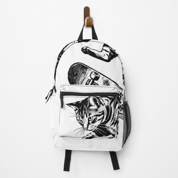 Item preview, Skate and Purr Vintage Skateboarding Cat Halftone Illustration designed and sold by seven things shop.