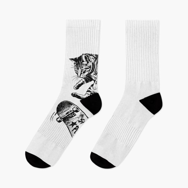 Item preview, Skate and Purr Vintage Skateboarding Cat Halftone Illustration designed and sold by seven things shop.