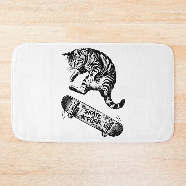 Item preview, Skate and Purr Vintage Skateboarding Cat Halftone Illustration designed and sold by seven things shop.