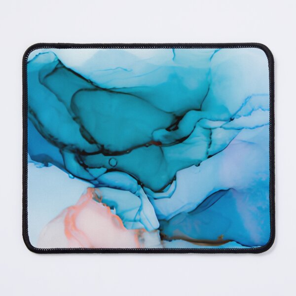 Item preview, Deep Ocean Blue and Soft Coral Alcohol Ink Abstract Wall Art designed and sold by LuxocaDesigns24.