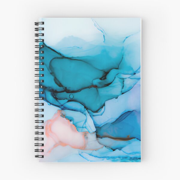 Item preview, Deep Ocean Blue and Soft Coral Alcohol Ink Abstract Wall Art designed and sold by LuxocaDesigns24.