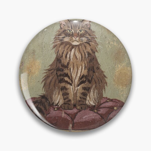 Item preview, Maine Coon King on a Velvet Cushion Folk Art designed and sold by PictorialWhimsy.