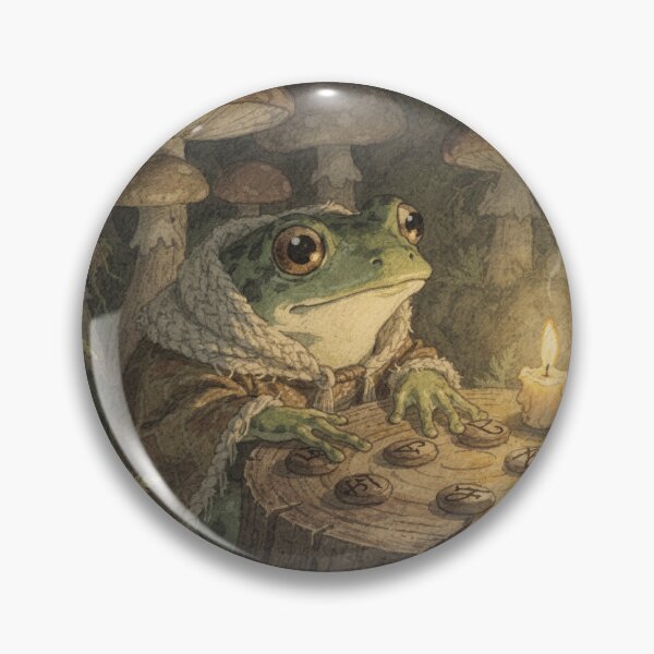 Item preview, Frog Cartomancer Reading Acorn Runes Storybook Art designed and sold by PictorialWhimsy.