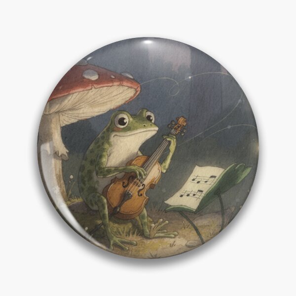 Item preview, Frog Cellist Playing Under a Toadstool Storybook Art designed and sold by PictorialWhimsy.