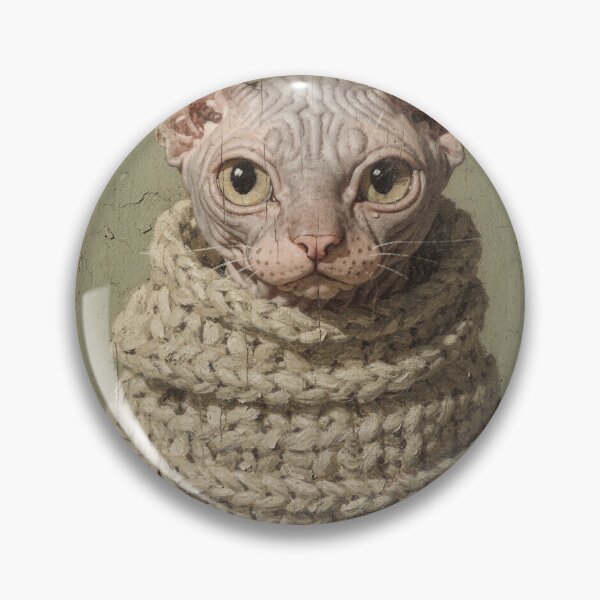 Item preview, Sphynx Cat Wrapped in a Tiny Blanket Folk Art designed and sold by PictorialWhimsy.