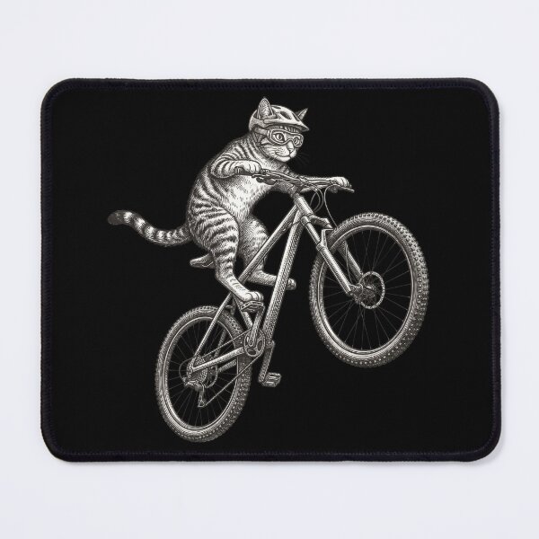Item preview, Cool Cat Riding Mountain Bike Vintage Engraving Style - Biking Kitty Cycling Graphic designed and sold by seven things shop.