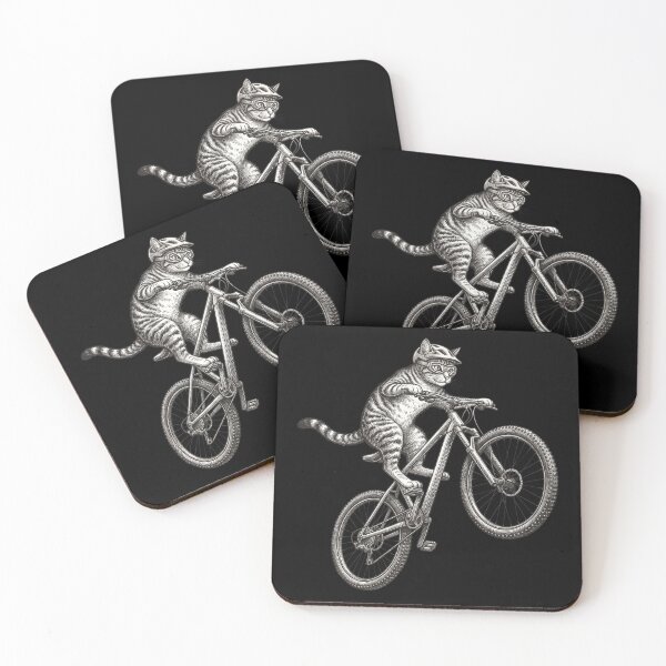 Item preview, Cool Cat Riding Mountain Bike Vintage Engraving Style - Biking Kitty Cycling Graphic designed and sold by seven things shop.