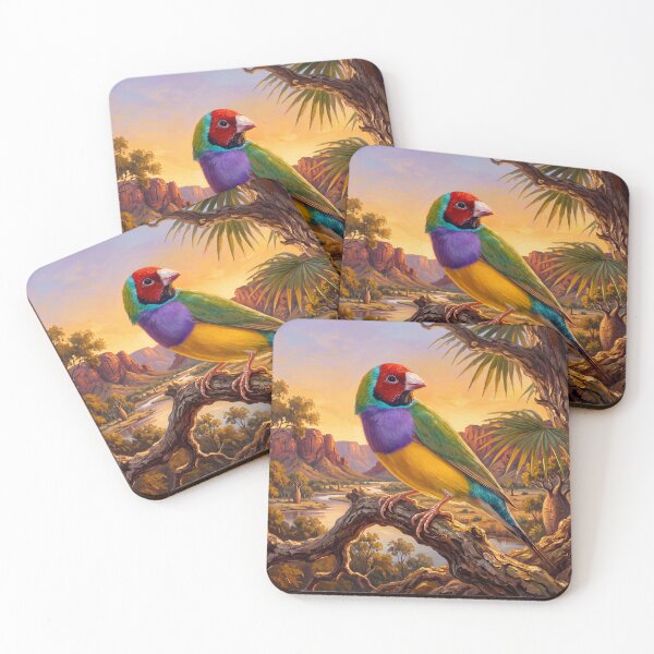 Item preview, Gouldian finch in a Kimberley sunrise (painting) designed and sold by Gouldian Care.