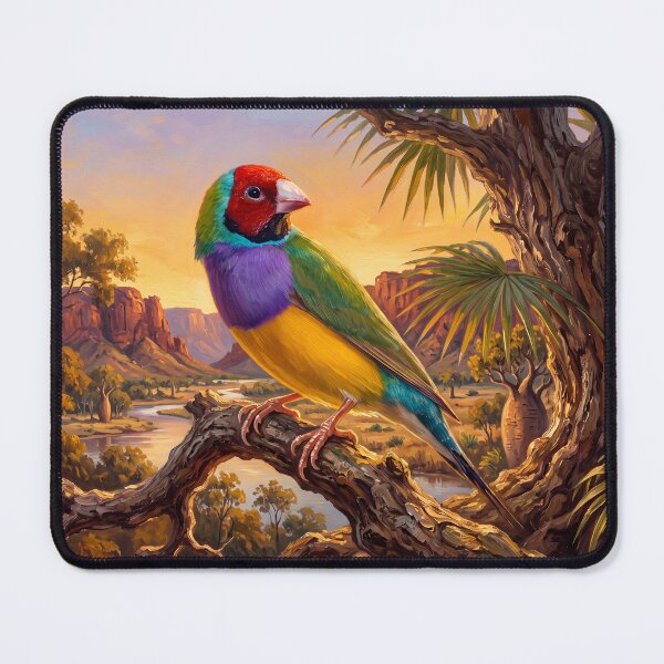 Item preview, Gouldian finch in a Kimberley sunrise (painting) designed and sold by Gouldian Care.