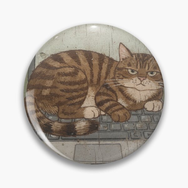 Item preview, Chubby Tabby Refusing to Move Off the Keyboard Folk Art designed and sold by PictorialWhimsy.